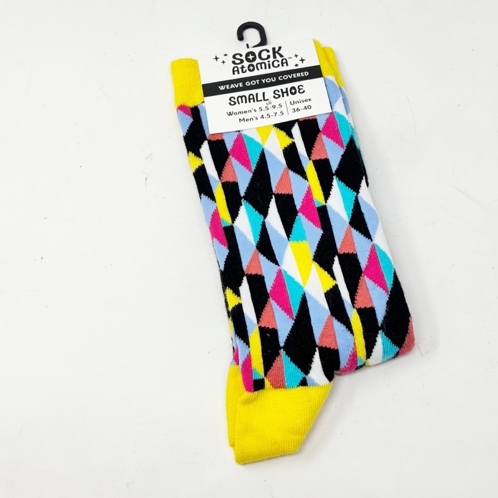 New SOCK ATOMICA Women’s Multicolor Geometric Print Mid Calf Socks 5.5 - 9.5